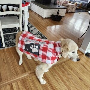 NEW Cozy Red and White Fleece Plaid Dog Jacket